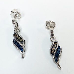 Sterling Silver Blue And Brown Earrings